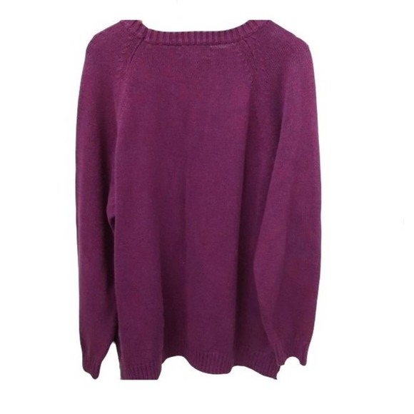 Cozy Oversized Lands End Purple Cotton Sweater - Picture 2 of 11